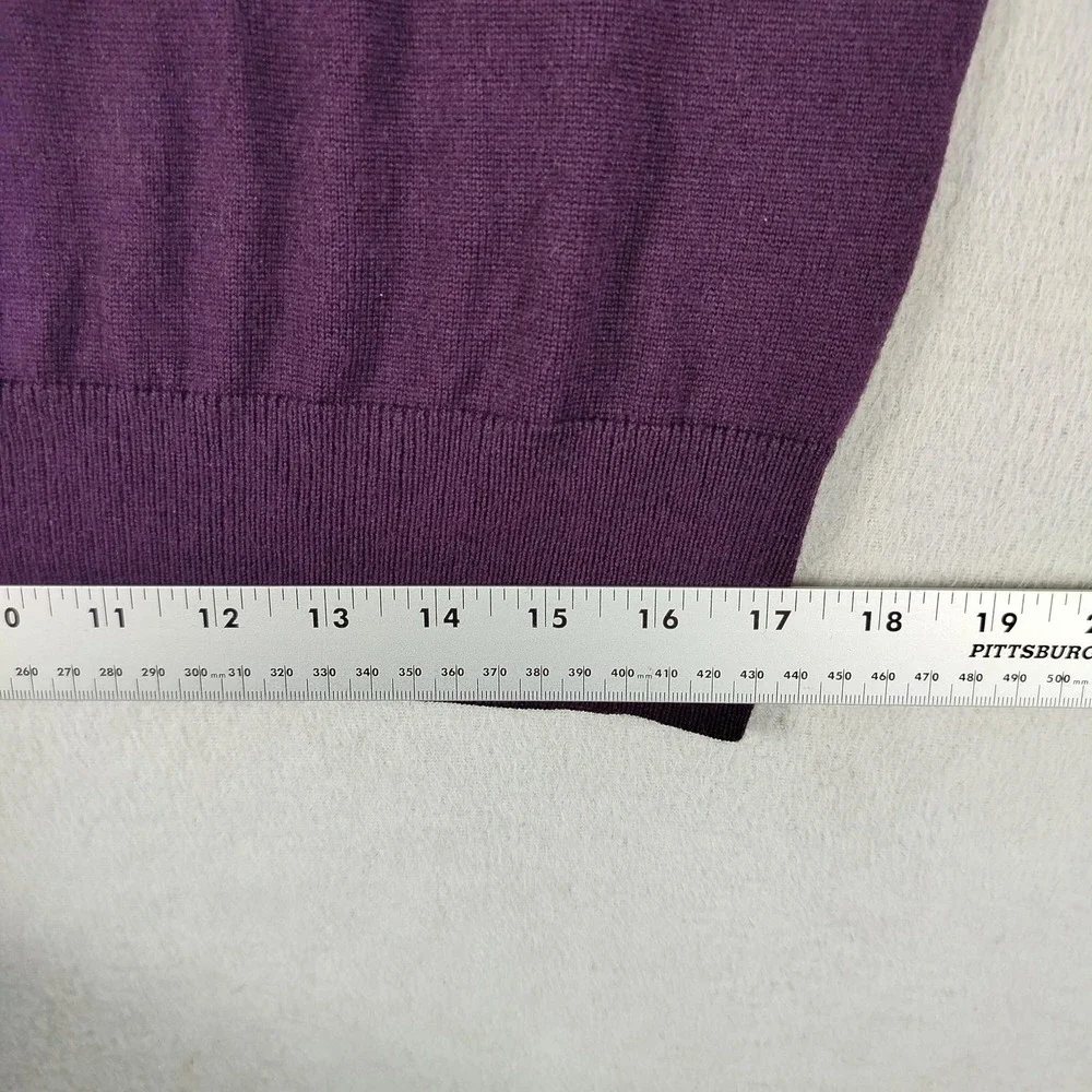 Banana Republic Sweater Mens Large Purple Merino Wool Mock Neck Knit Snap Button